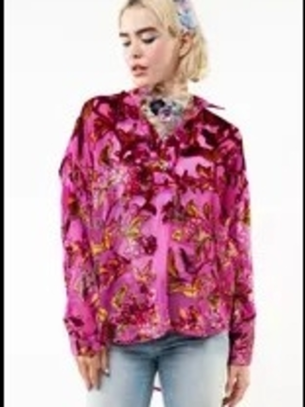 Aratta Holiday Jewels BlouseFuchsia Floral Button-Down Shirt
